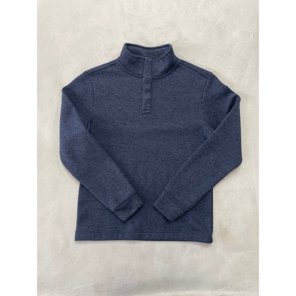 Banana Republic Mens Grayish Blue Marled Mock Neck Button Pullover Sweater M